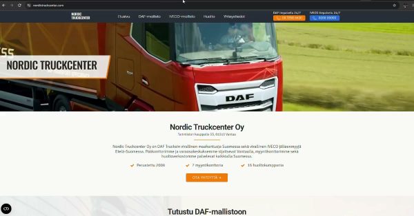 🌐 Uudistimme verkkosivujamme – käy tutustumassa! 🚛 Nordic Truckcenterin verkkosivuilta löydät nyt kattavan DAF-tiedon lisäksi…